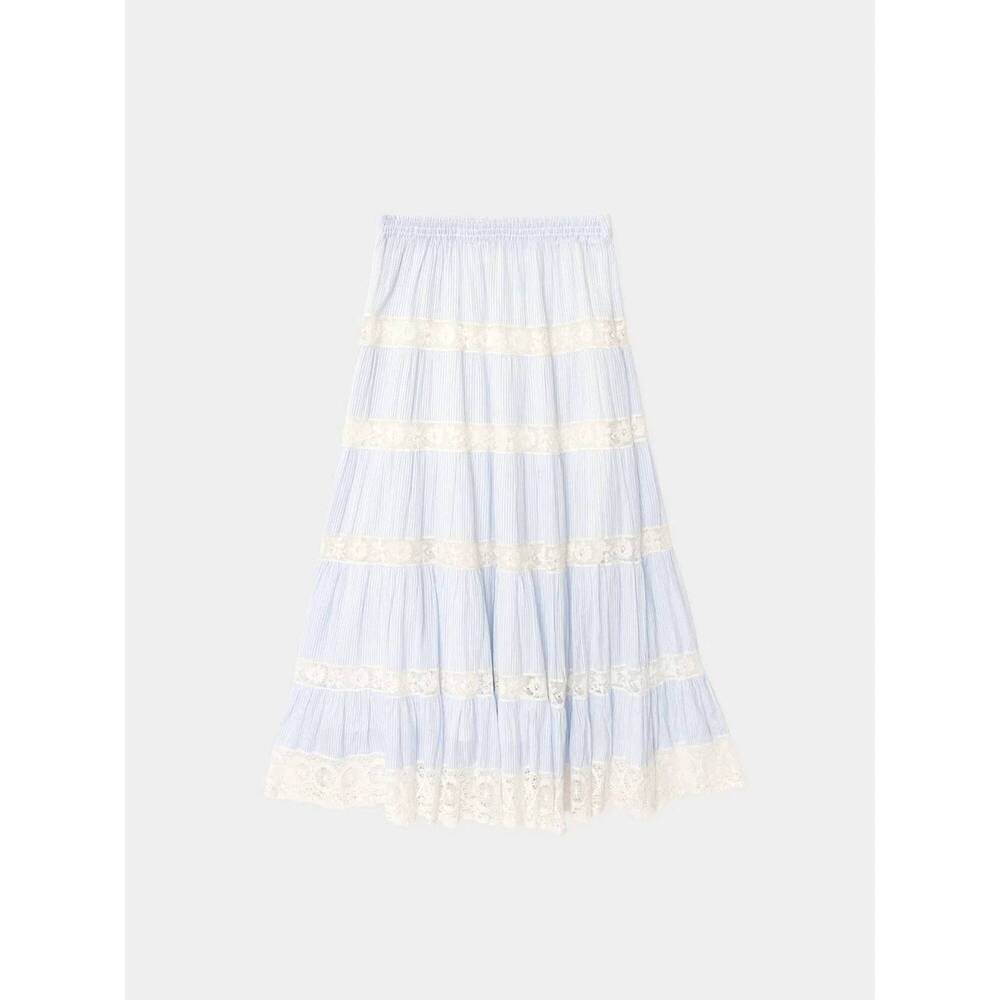 NEW XIRENA women's amore maxi skirt in blue/white stripe